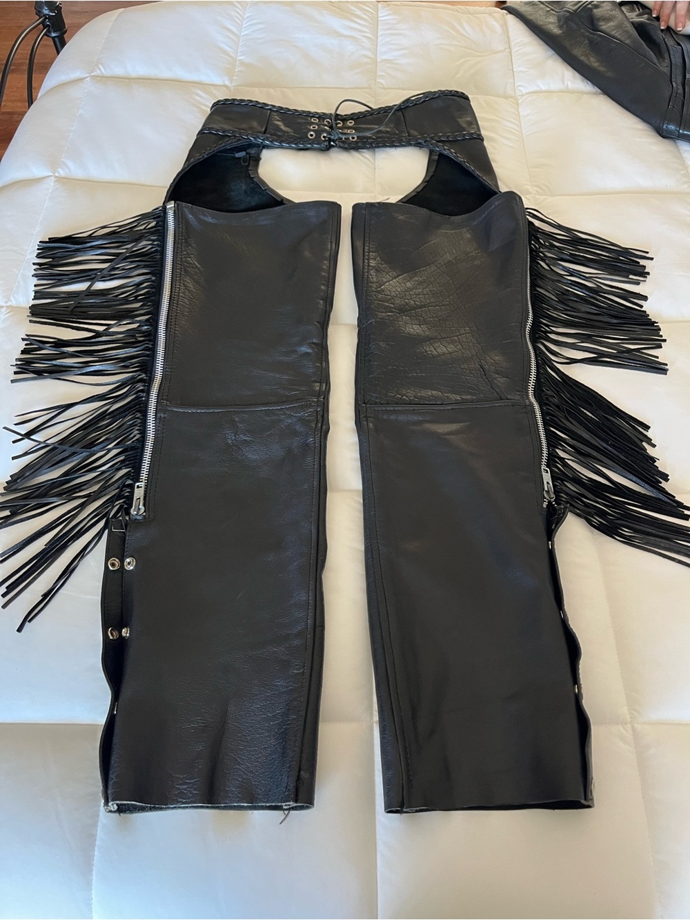 UNIK Black 100% genuine Leather Fringe Chaps